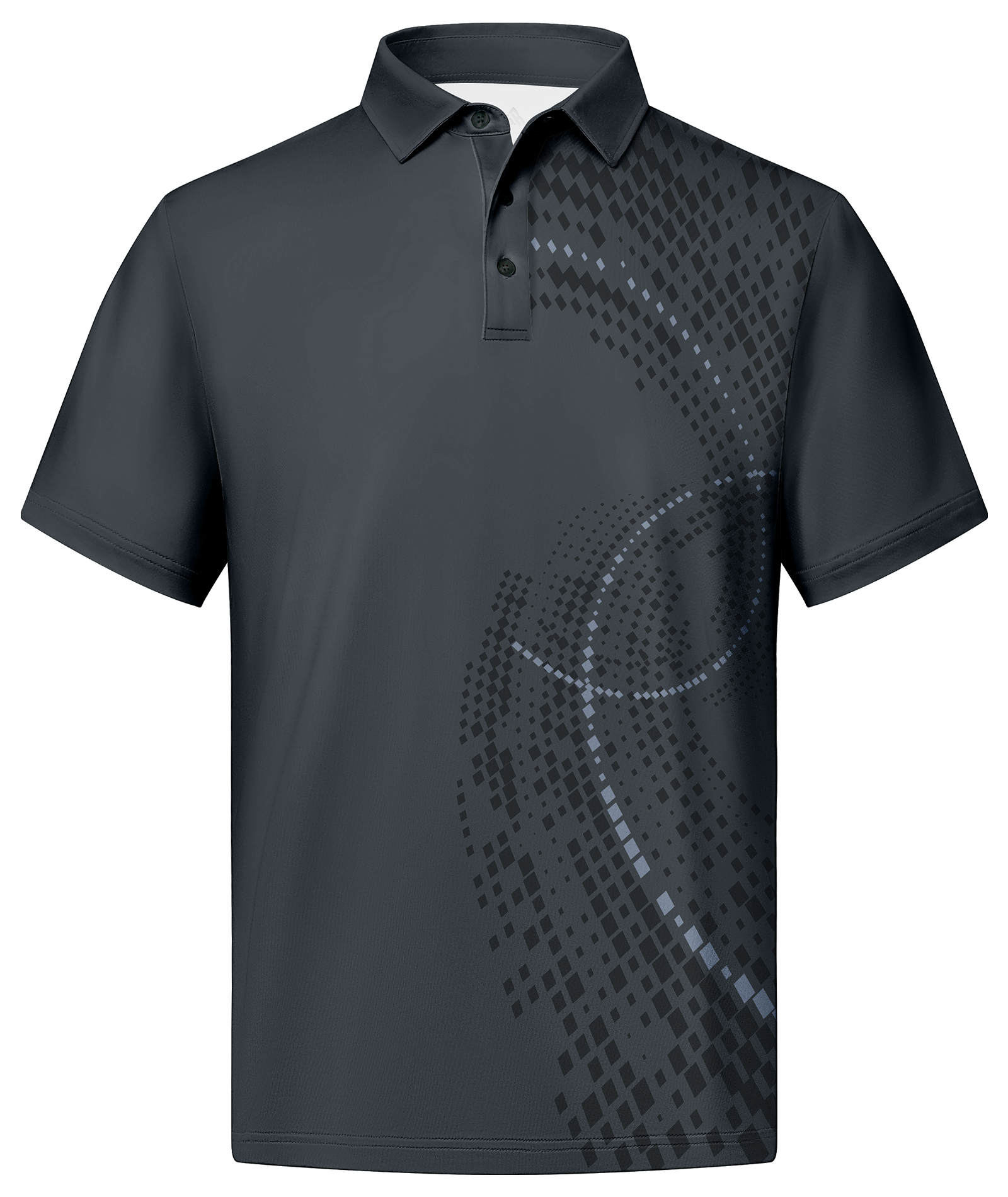 ZITY Men's Button Up Dri Fit Print Polo Shirt-CUMPO02480
