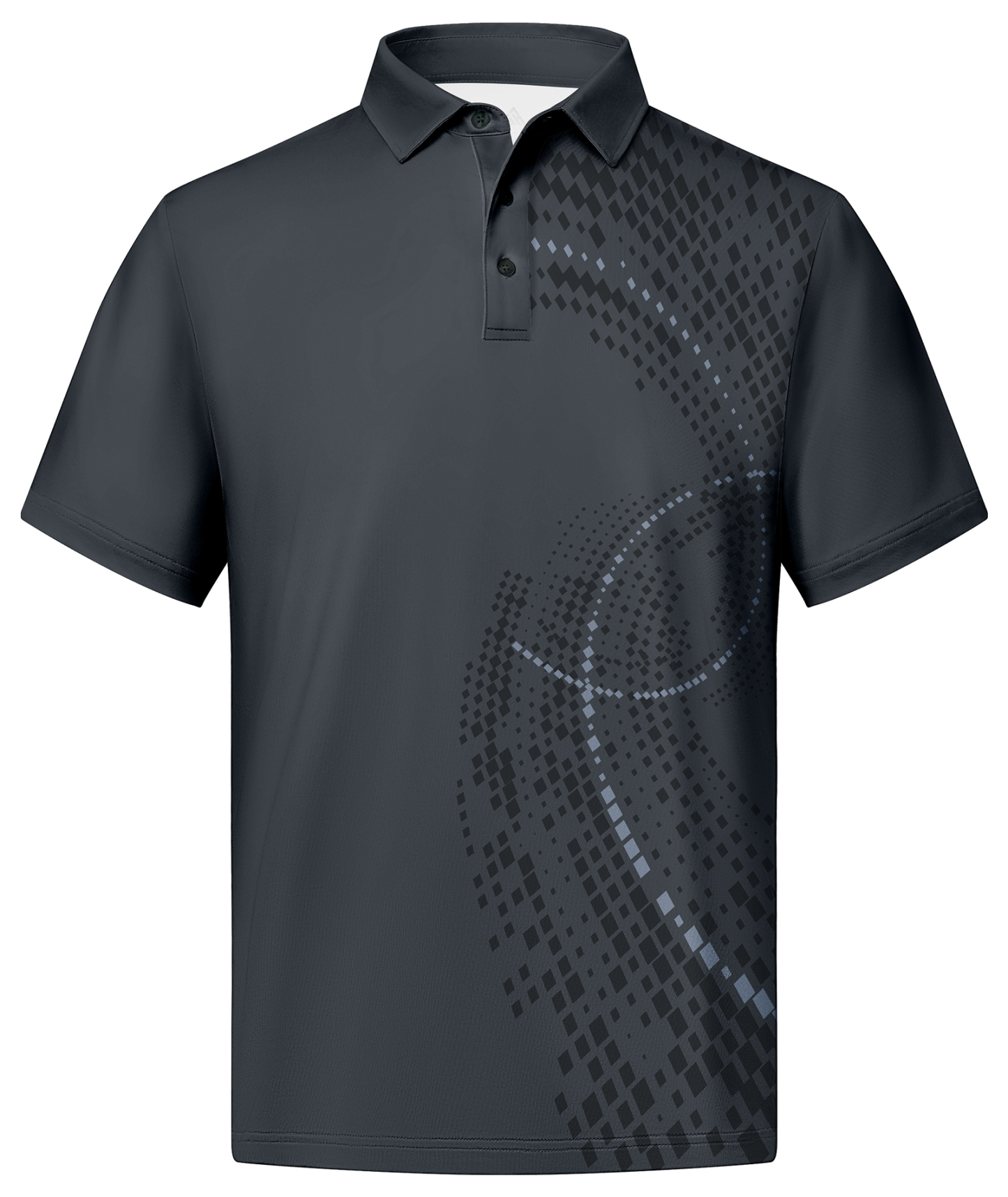 ZITY Men's Button Up Dri Fit Print Polo Shirt-CUMPO02480