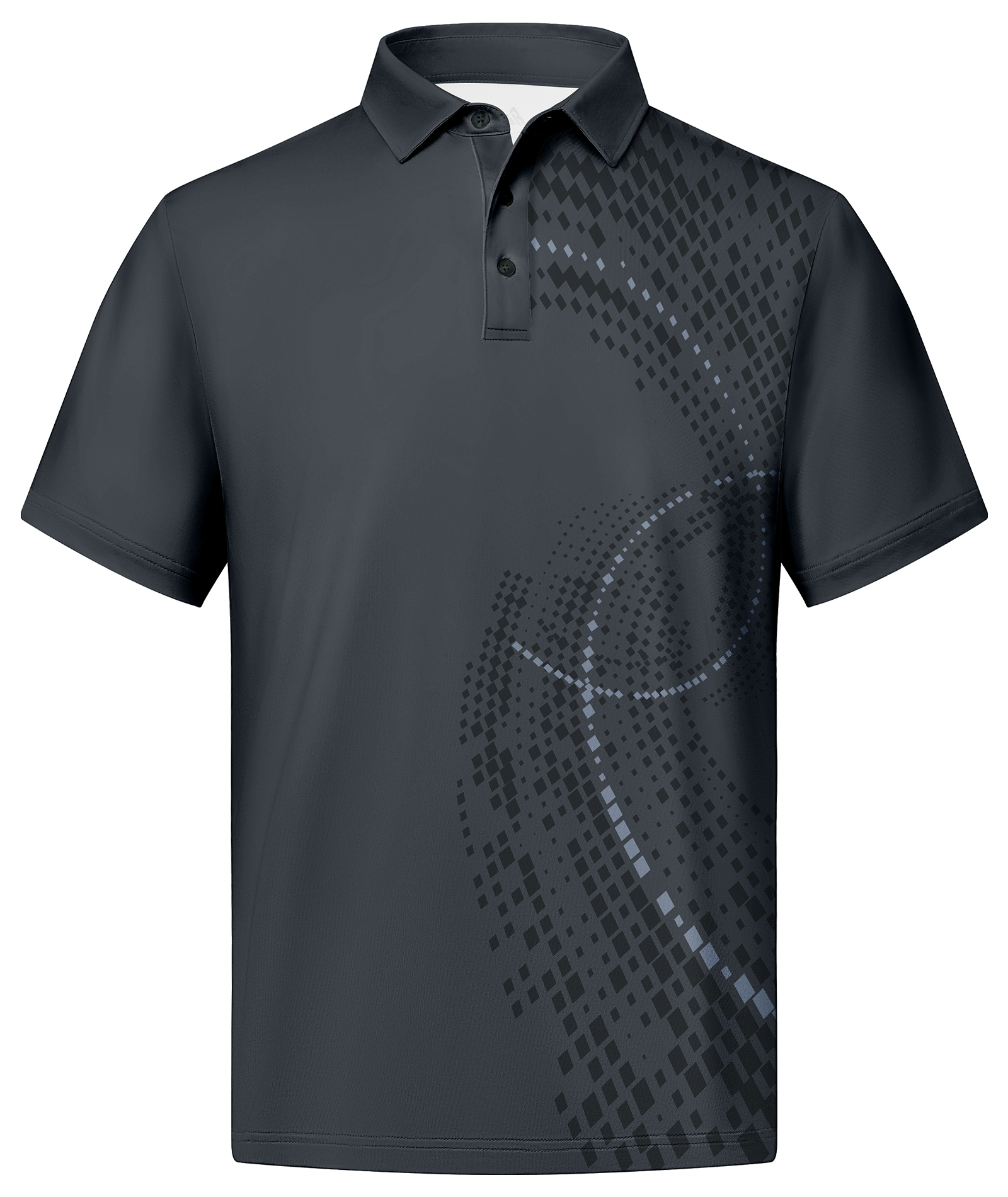 ZITY Men's Button Up Dri Fit Print Polo Shirt-CUMPO02480