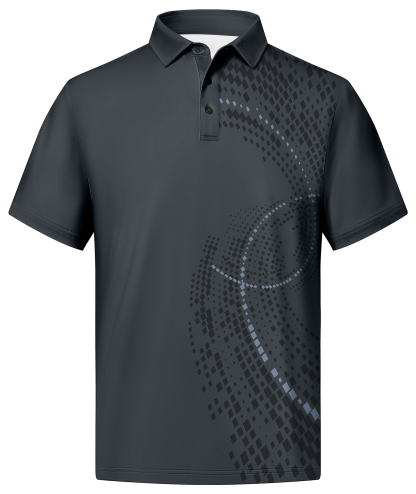 ZITY Men's Button Up Dri Fit Print Polo Shirt-CUMPO02480