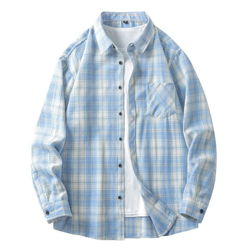 ZITY Men’s Spring Autumn Long Sleeve Casual Loose Fit Shirt –