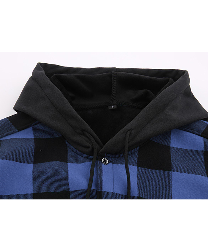ZITY Men's Long Sleeve with Double Pockets Plaid Hoodie Jacket-DUMJA05356|Zitysports