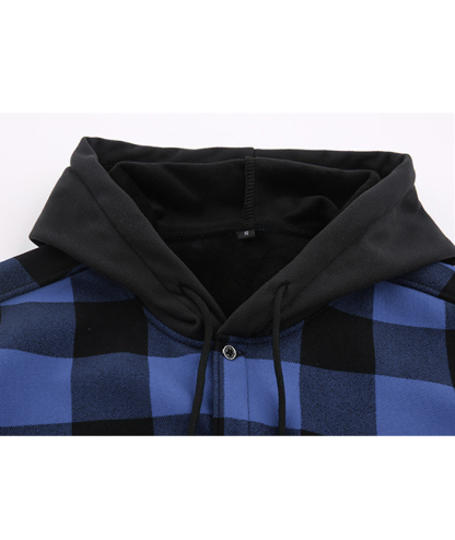 ZITY Men's Long Sleeve with Double Pockets Plaid Hoodie Jacket-DUMJA05356|Zitysports