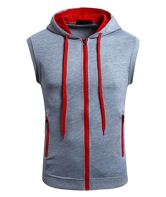 ZITY Men's Zip Up Cotton Sleeveless Hoodie-DUMMG05213|Zitysports