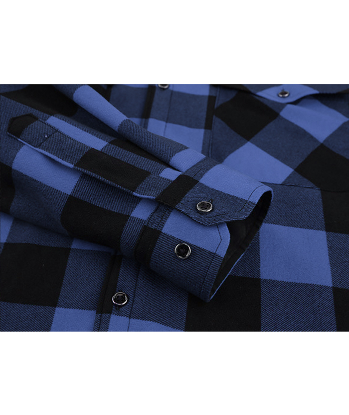 ZITY Men's Long Sleeve with Double Pockets Plaid Hoodie Jacket-DUMJA05356|Zitysports