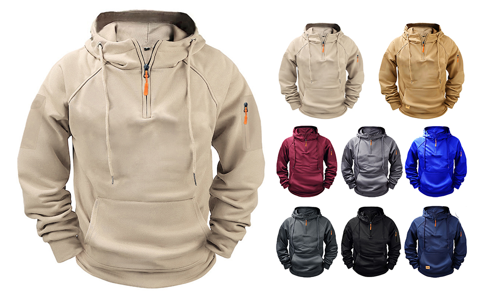 8 colors to choose men's quarter-zip hoodie