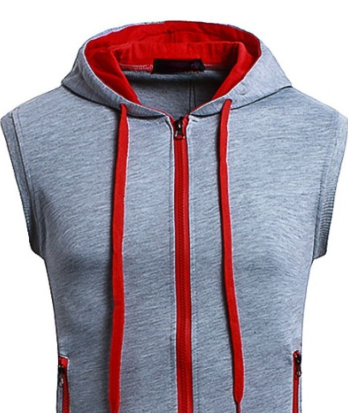 ZITY Men's Zip Up Cotton Sleeveless Hoodie-DUMMG05213|Zitysports