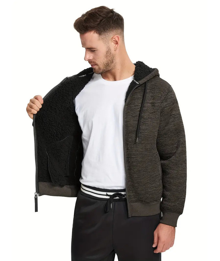 ZITY Men's Warm Fleece Solid Color Casual Zip Up Hoodie-ZPK005323 | Zitysports