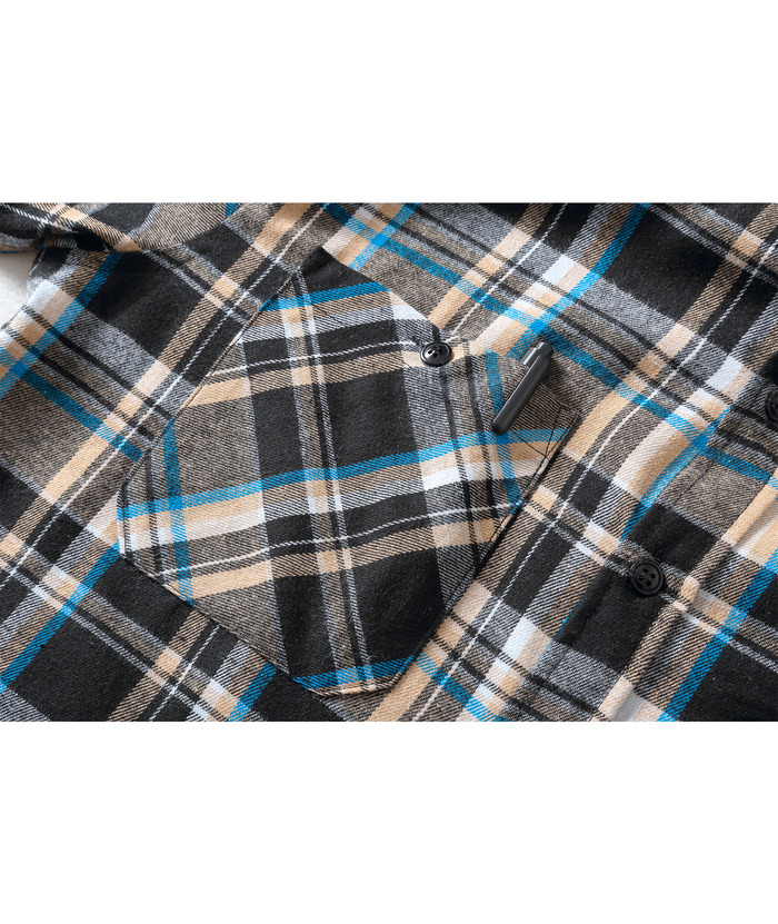 ZITY Men's Button Down Long Sleeve Plaid Pattern With Pocket Casual Hoodie-ZPK006235 | Zitysports
