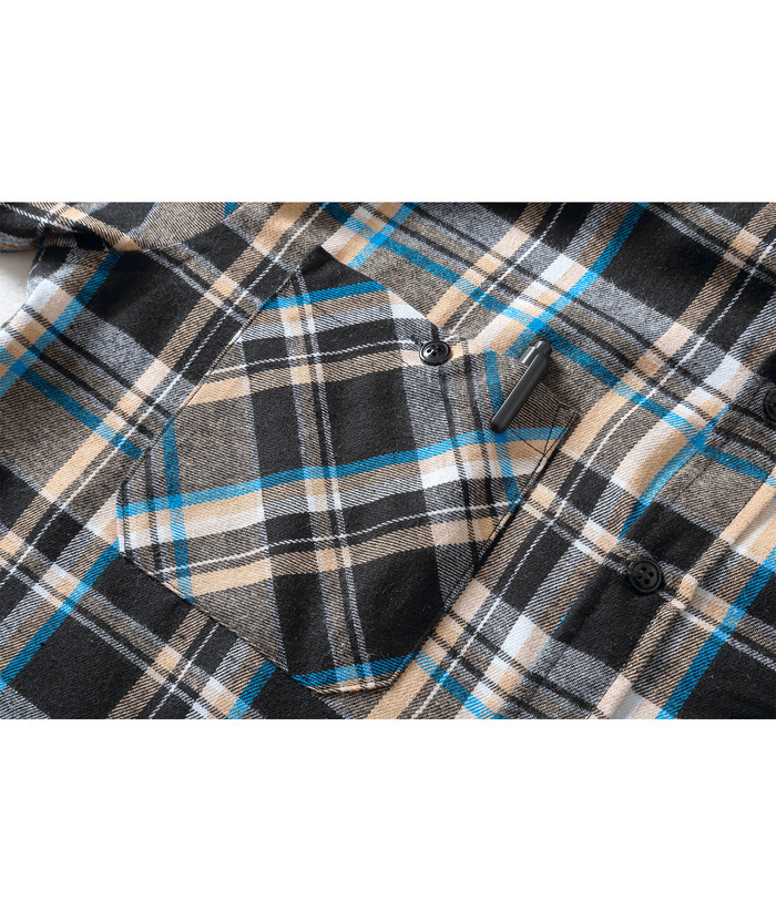ZITY Men's Button Down Long Sleeve Plaid Pattern With Pocket Casual Hoodie-ZPK006235 | Zitysports