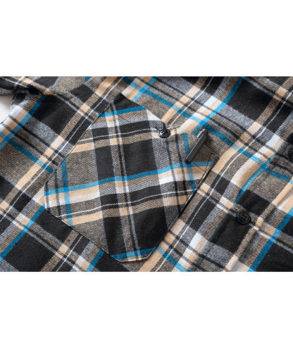 ZITY Men's Button Down Long Sleeve Plaid Pattern With Pocket Casual Hoodie-ZPK006235 | Zitysports