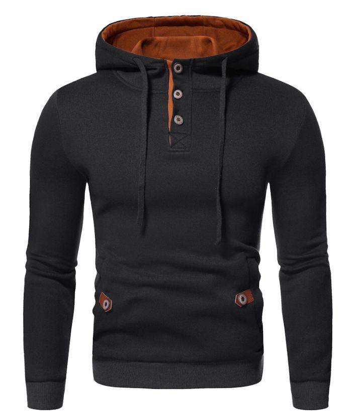 ZITY Men's Fashion Button Fleece Casual Long Sleeve Outdoor Hoodie-DUMFH05034|Zitysports