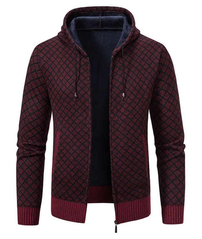 ZITY Men's Knitted Zip-Up Long Sleeve Hoodie-DUMFH05055|Zitysports