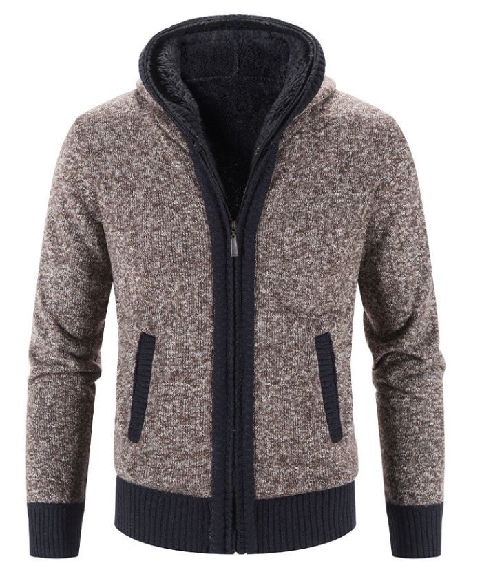 ZITY Men's Knitted Long Sleeve Full Zip Up Plus Size Casual Hoodie-DUMSW05059|Zitysports