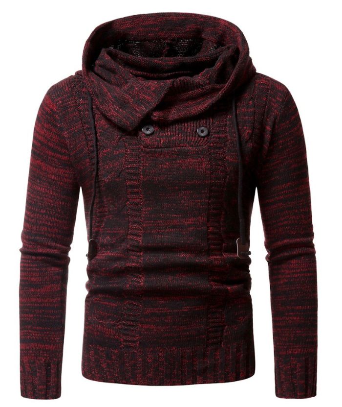 ZITY Men's Knit Long Sleeve Retro Striped Pullover Hoodie M-3XL-DUMFH05061|Zitysports