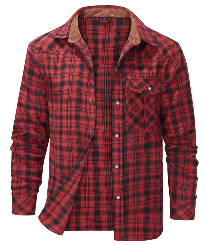 ZITY Men's Button Down Long Sleeved Plaid Flannel Shirt-DUMLT05319|Zitysports