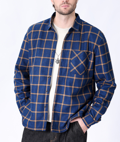 ZITY Men's Oversize Button Up Long Sleeve Plaid Shirt-DUMLT05362|Zitysports