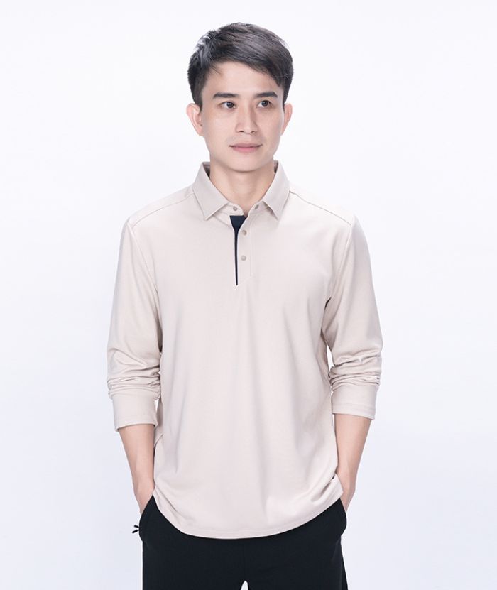 ZITY Men's Long Sleeve Solid Color Polo Shirt-8907