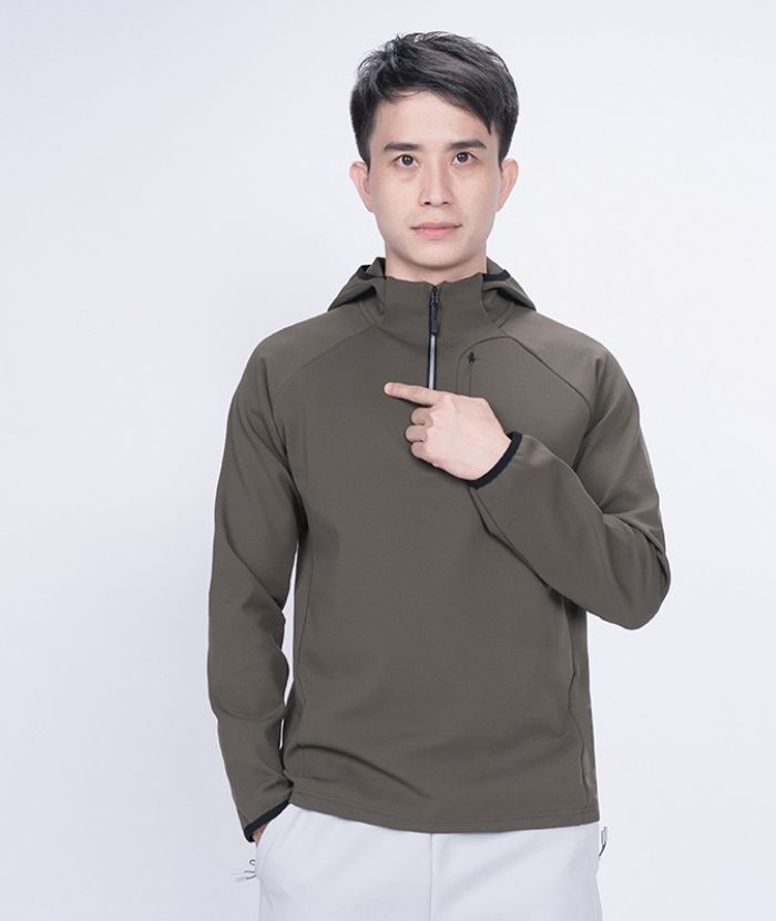 ZITY Men's Quarter Zip Solid Color Hoodie-7390