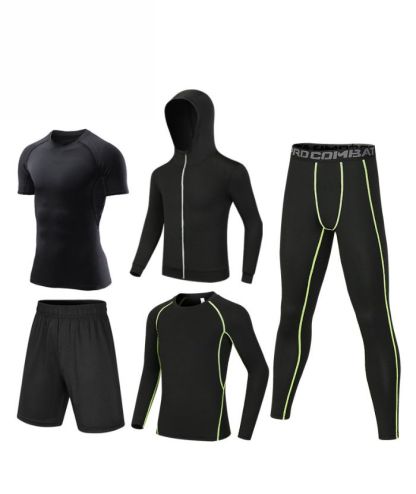 ZITY Men's Sports Cross-Border Fitness Five-Piece Compression Set-DUMTR05994