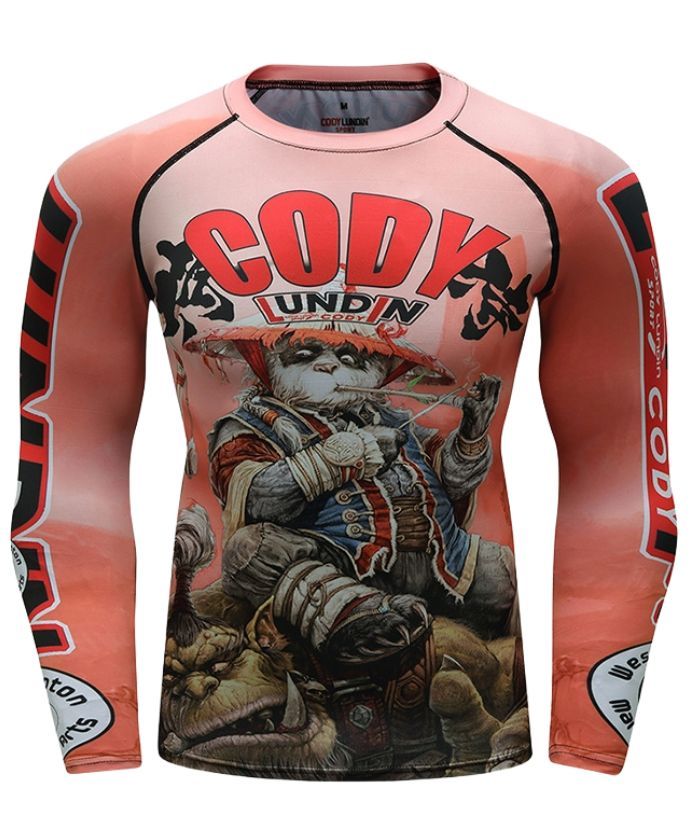 ZITY Men's 3D Digital Print Long Sleeve Compression T-Shirt-DUMLE05981