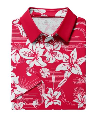 ZITY Men's Hawaiian Flower Print Polo Shirts-CUMPO05190