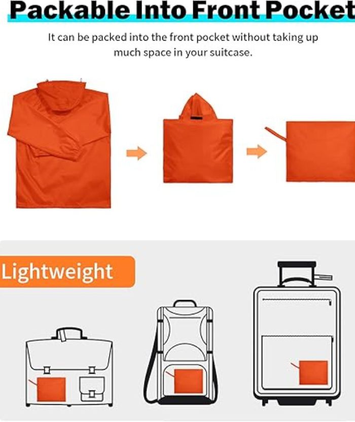 ZITY Men's Waterproof Lightweight Packable Rain Jacket-CUMRC04444