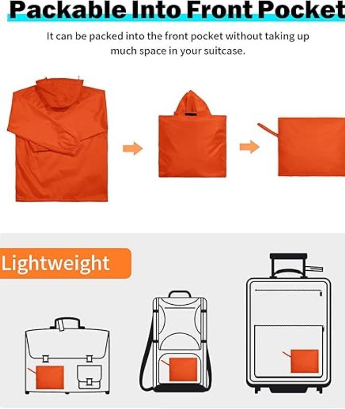 ZITY Men's Waterproof Lightweight Packable Rain Jacket-CUMRC04444