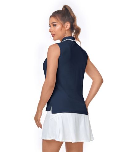 ZITY Women's Sleeveless Slim Fit Tennis Polo Shirt-CUWPO01286
