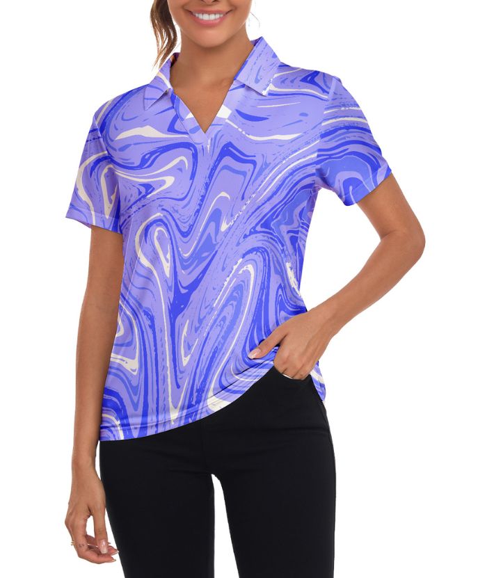 ZITY Women's Slim Fit V Neck Polo Shirt-CUWPO02297