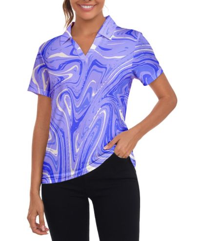 ZITY Women's Slim Fit V Neck Polo Shirt-CUWPO02297