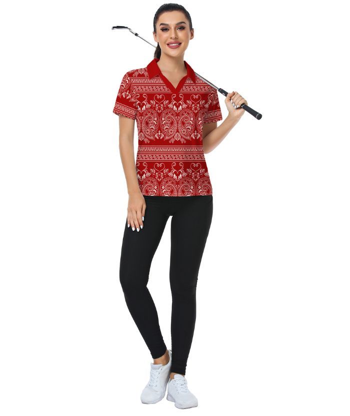 ZITY Women's V Neck Slim Fit Golf Polo Shirt-CUWPO01939