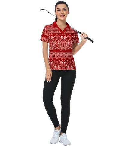 ZITY Women's V Neck Slim Fit Golf Polo Shirt-CUWPO01939
