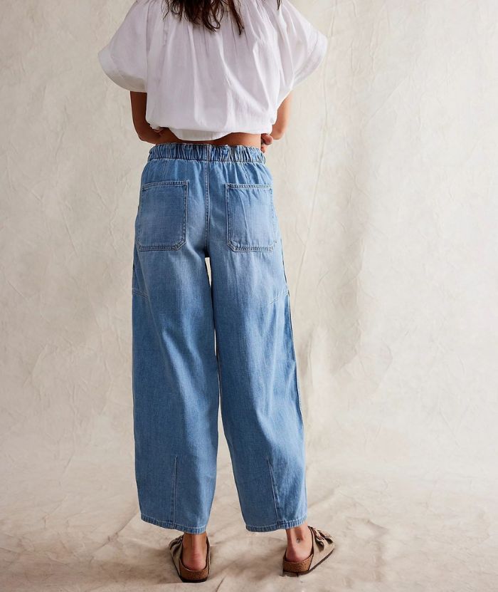 ZITY Women's Multi Pocket Wide Leg Baggy Jeans-DUWJE06167