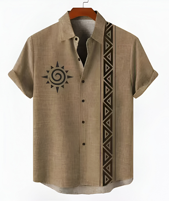 ZITY Men's Casual Summer Hawaiian Tribal Patterns Shirt