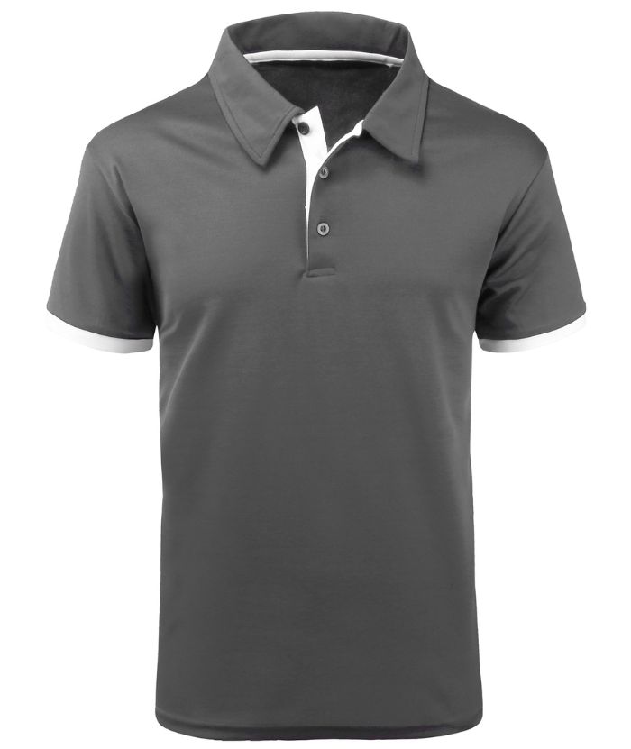 ZITY Men's Solid Color Button Up Slim Fit Polo Shirt-APOH700010