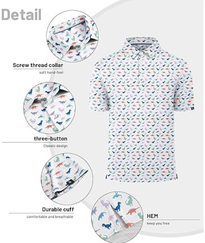 ZITY Men's Button Up Casual Print Polo Shirt-CUMPO06176