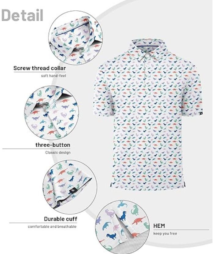 ZITY Men's Button Up Casual Print Polo Shirt-CUMPO06176
