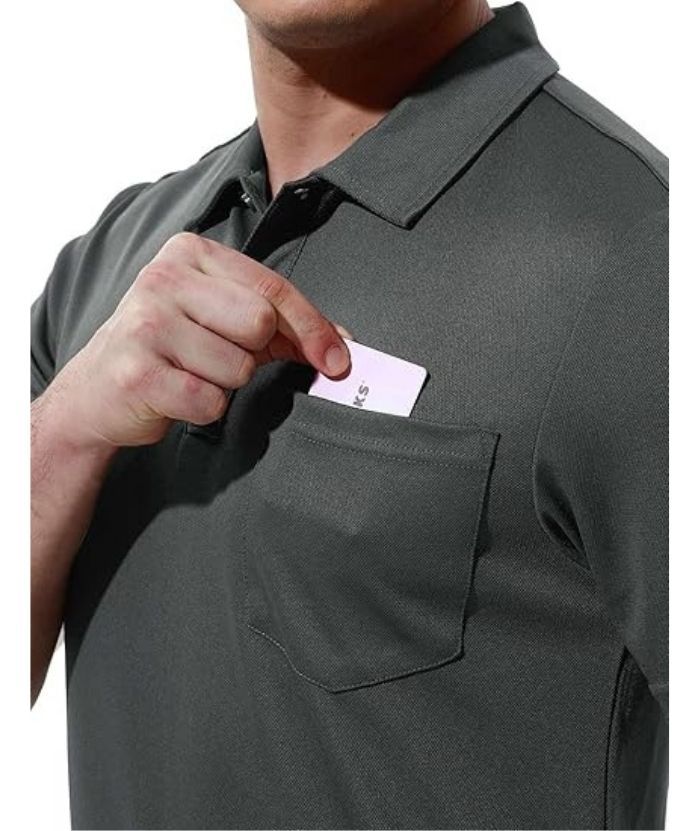 ZITY Men's Button Up Quick Dri Casual Polo Shirt-CEMPO03494