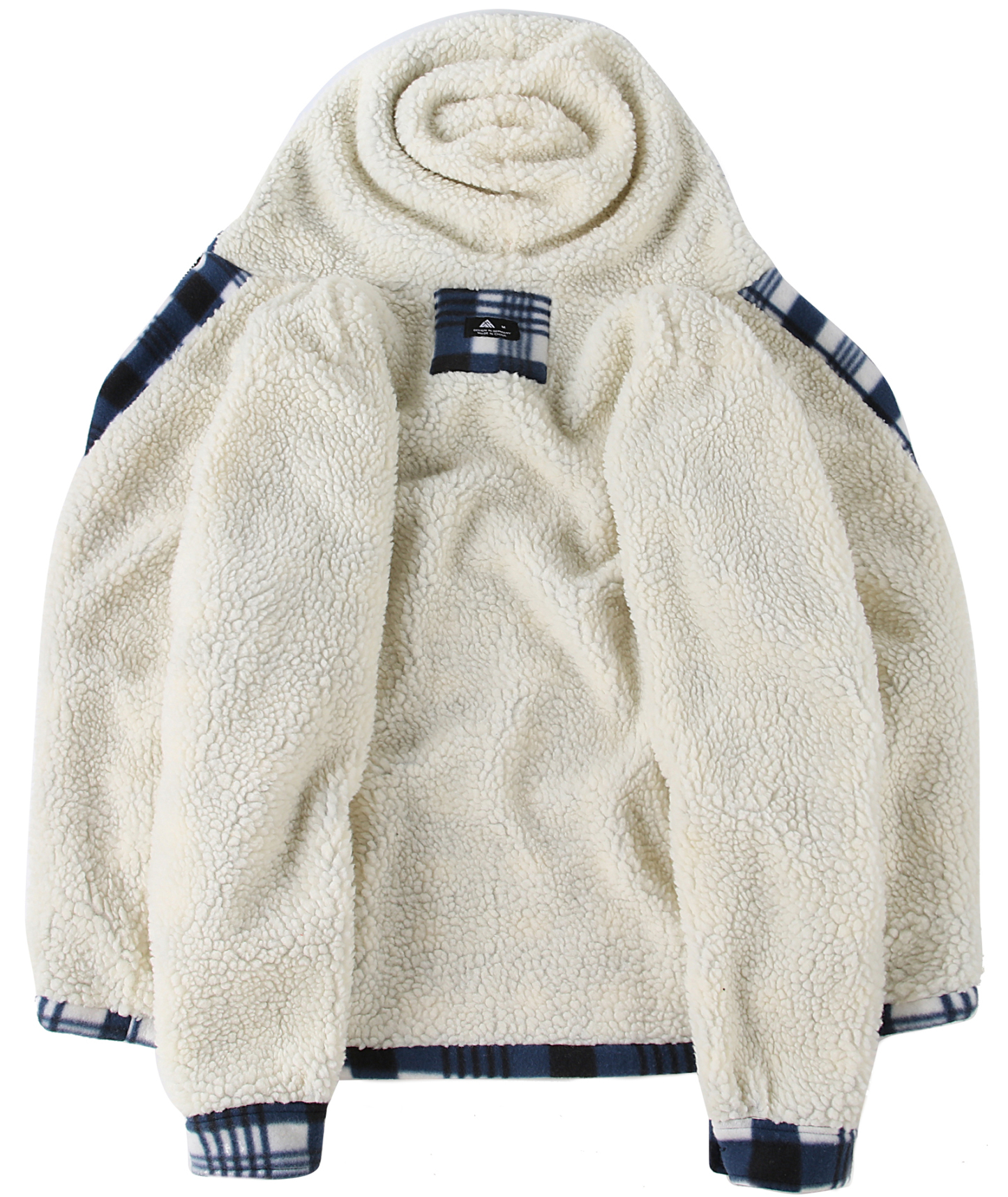 ZITY Men's Long Sleeve Full Zipper Fleece Plaid Hoodie-CFMGF00001