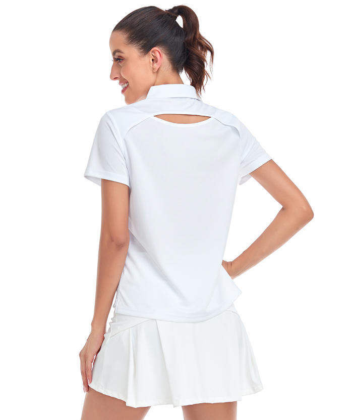 ZITY Women's Solid Color Sports Slim Fit Polo Shirt-CUWPO01554