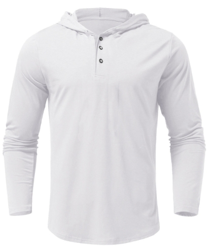 ZITY Men's Lightweight Long Sleeve Button Henley Hoodie-DUMHD04900|Zitysports