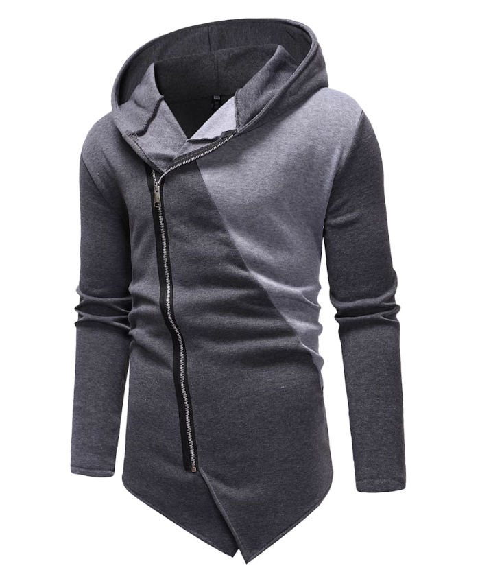 ZITY Men's Sweatshirt Oblique Zipper Stitching Design Hoodie-DUMHD04971|Zitysports