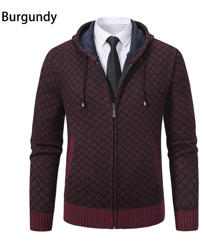 ZITY Men's Knitted Zip-Up Long Sleeve Hoodie-DUMFH05055|Zitysports