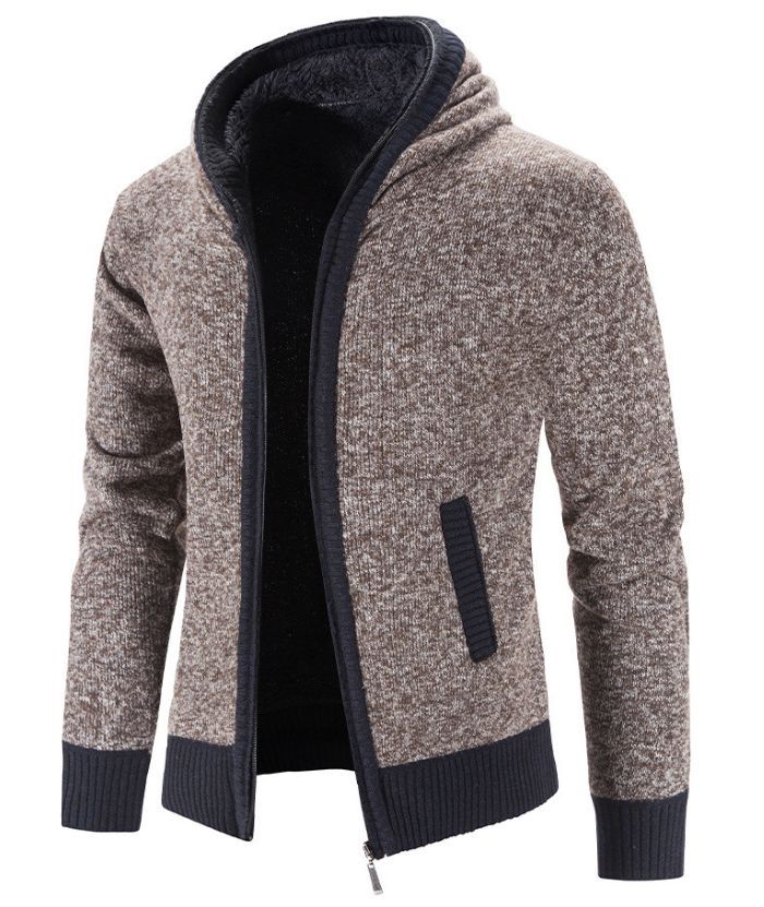 ZITY Men's Knitted Long Sleeve Full Zip Up Plus Size Casual Hoodie-DUMSW05059|Zitysports