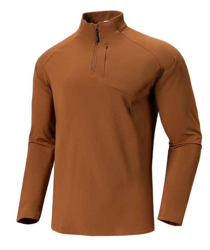 ZITY Men's Quarter Zip Long Sleeve Polo Shirt-88120