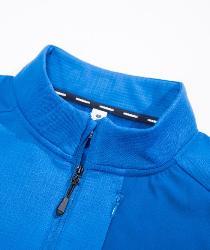 ZITY Men's Quarter Zip Round Neck Long Sleeve Polo Shirt-88130