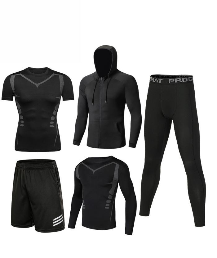 ZITY Men's Sports Cross-Border Fitness Five-Piece Compression Set-DUMTR05994