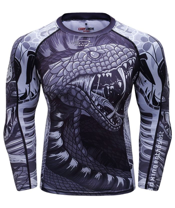 ZITY Men's 3D Digital Print Long Sleeve Compression T-Shirt-DUMLE05981