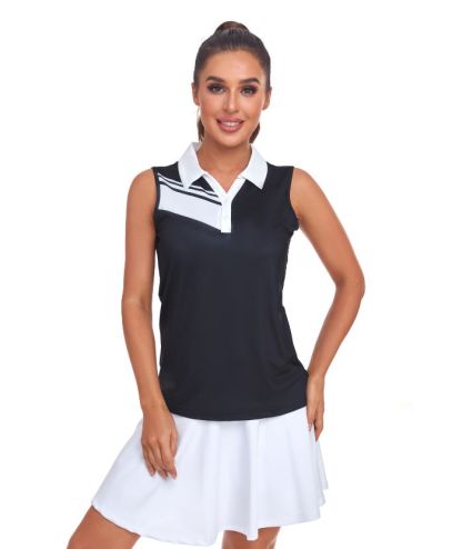 ZITY Women's Sleeveless Slim Fit Quick Dry Golf Polo Shirt-CUWBP02260